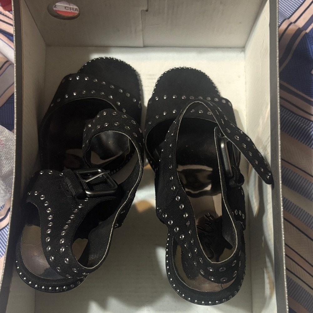 Carlos Santana Black Studded Sandals